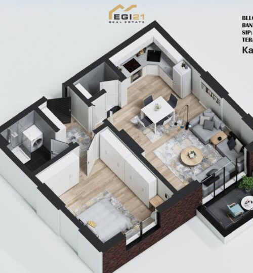 Banesë 67.73 m²+10.08 m² për SHITJE, tek Gjykatat
