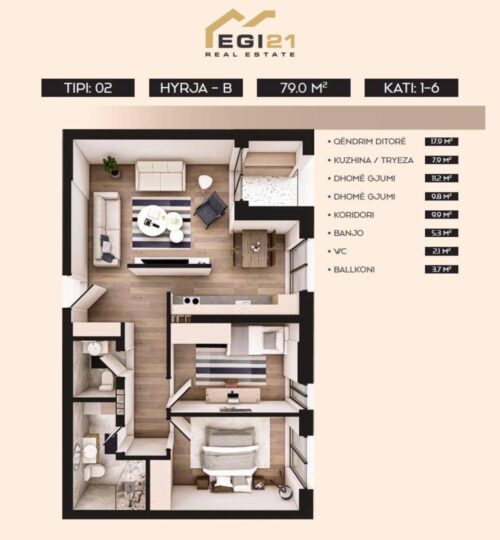 Banesë 79m² për SHITJE, Aktash