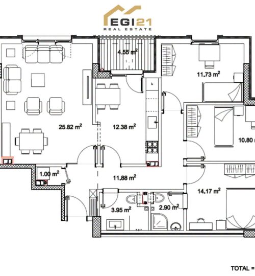 Banesë për #SHITJE 114.50m² – Kompleksi Prishtina Stars, Emshir